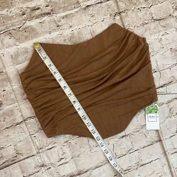 NWT fashion, brown ,sleeveless, strapless, roached mesh, corset. Size XL. - Picture 4 of 12